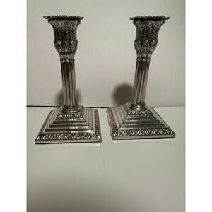 Antique Hawksworth Eyre & Co Sheffield SilverPlate Candle Holder Neoclassical